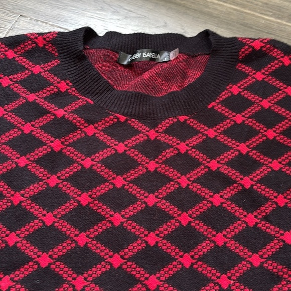 Gabby Isabella | Black and Red Crewneck Sweater w/ Geometric Pattern Size Large - Picture 4 of 11